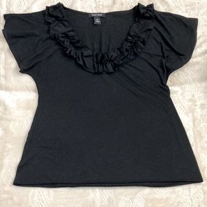 White House Black Market Black Ruffled Too- Size Medium